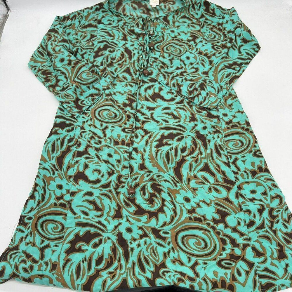 Milly Cabana Cover Up Bergdorf Goodman Silk Size Small Turquoise Brown